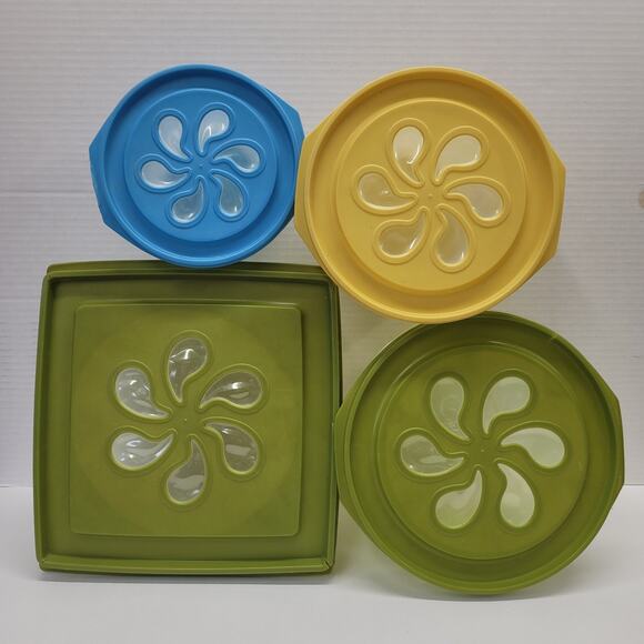 4 Vtg Rubbermaid Storage Containers with Daisy See through Lid 4 Qts 4 8 12 Cups - Picture 2 of 16